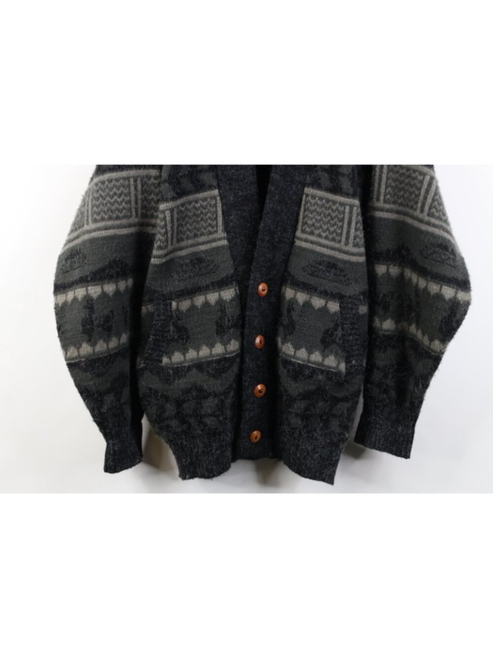 Vintage 90s Streetwear Mens Size Medium Heavyweight Wool Knit Cardigan Sweater - Picture 3 of 14
